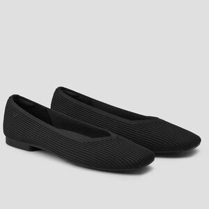 VIVAIA Black Square-Toe V-Cut Flats Margot 2.0 Women's Ballet Flats size 8/39 W